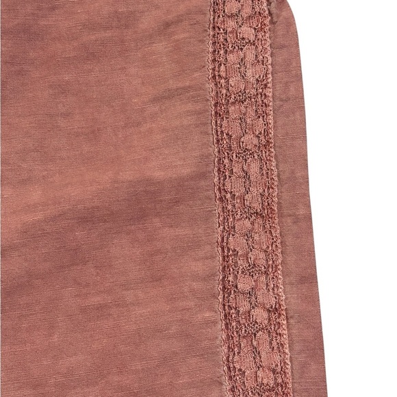 Sundance Women’s 10 Linen Cotton Blend Pants Lace Trim Dusty Pink Boho Casual - Picture 4 of 15